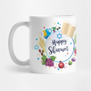 Happy Shavuot - Jewish Holiday greeting card, torah, traditional seven species Mug